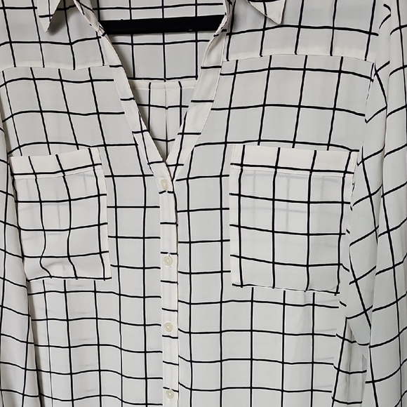 Express Portofino White and Black Windowpane Long Sleeve Button Down Shirt XL - Picture 4 of 10